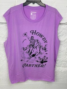NWOT Target pride unisex Lavender "Howdy Partner" cowboy western Graphic Tee 2X